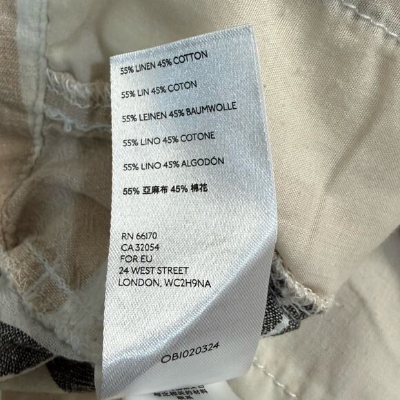 Anthropologie Beige Black White Neutral Stripe Linen Blend Wide Leg Pants size M - Picture 4 of 12